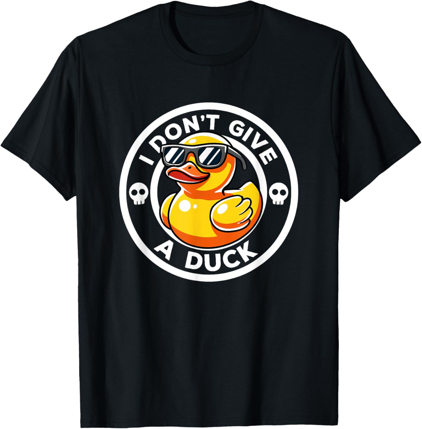 I Don't Give A Duck Irony And Sarcasm Yellow Duck -Adults , Black, Small, Short Sleeve, Humorous-Duck-Themed, Christmas, Winter T-Shirt - T-Shirt | Black