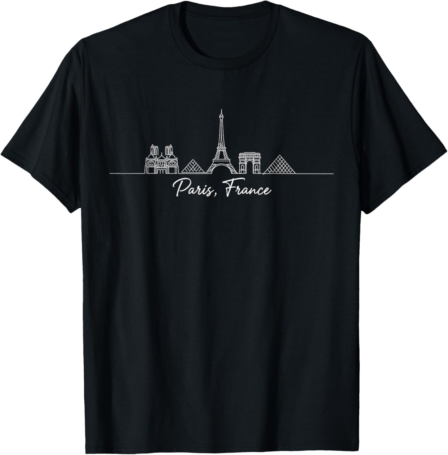Paris France Skyline Script Travel Souvenir Paris France T-Shirt - T-Shirt | Black