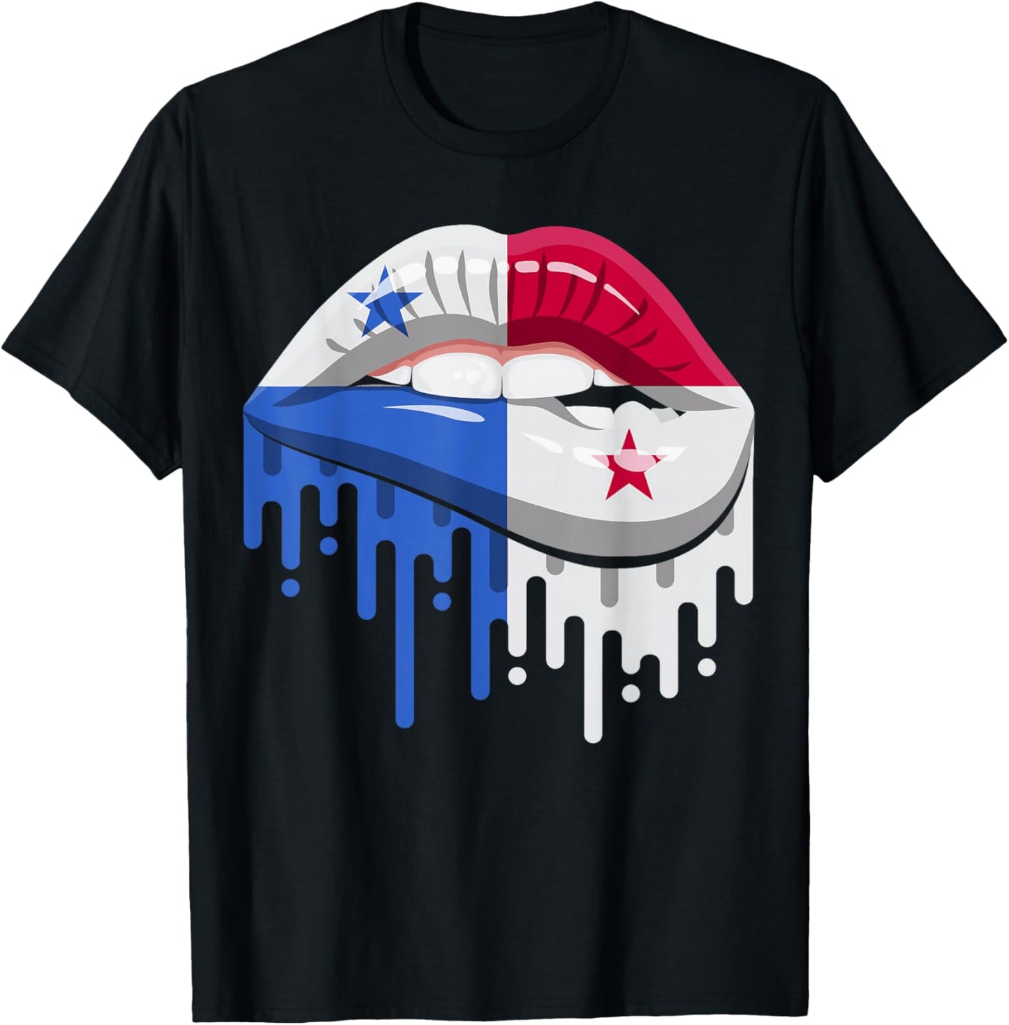 Panamanian National Flag Women Lips Panama Pride Heritage T-Shirt - T-Shirt | Black
