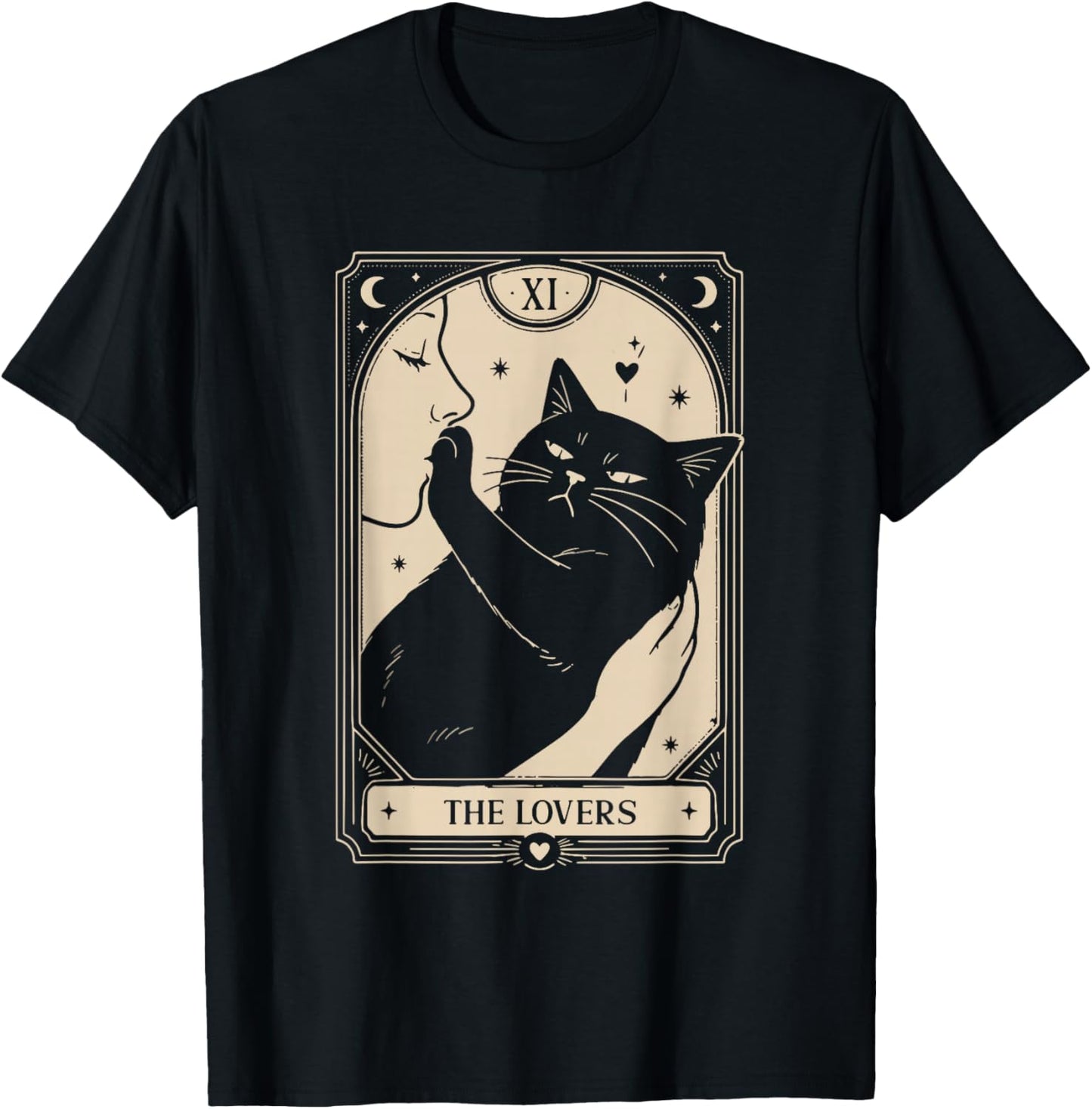Witchy Cat Tarot Card T-Shirt - T-Shirt | Black