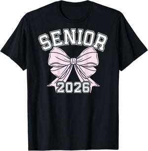 Class Of 2026 Senior Coquette Bow Aesthetic T-Shirt - T-Shirt | Black