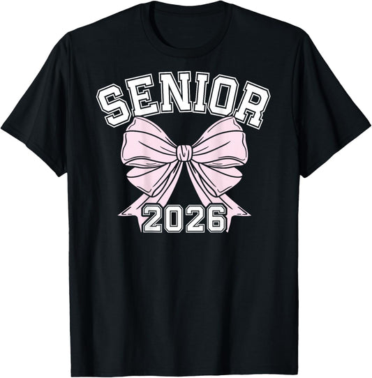 Class Of 2026 Senior Coquette Bow Aesthetic T-Shirt - T-Shirt | Black