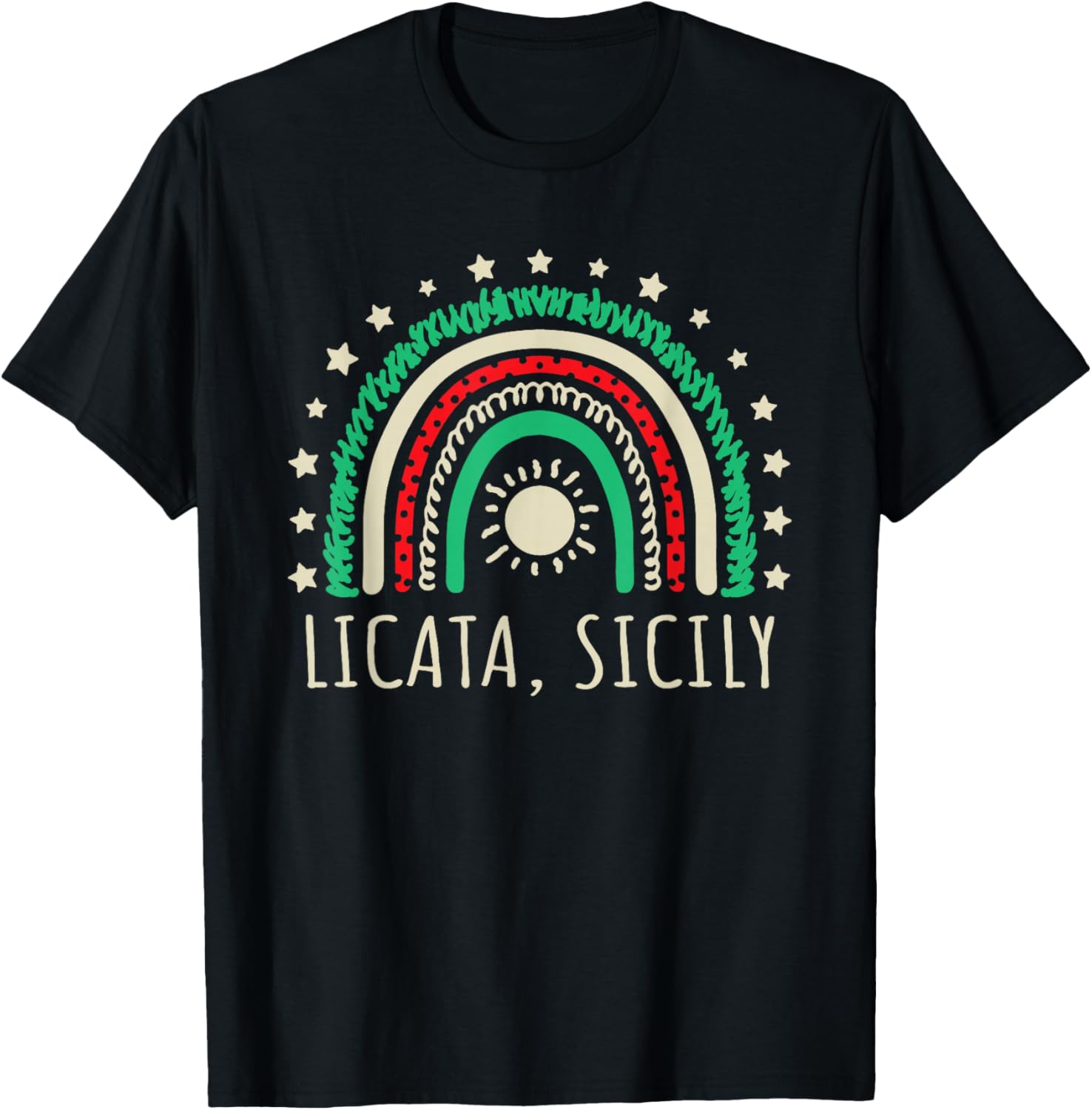 Licata Sicily, Italy Nice Rainbow Design T-Shirt - T-Shirt | Black