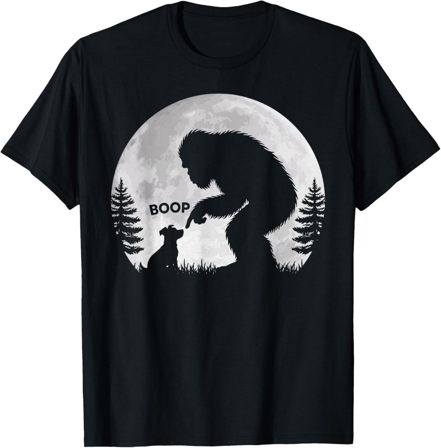 Bigfoot Boop Dog Retro Funny Sasquatch Meme Dog Lovers T-Shirt - T-Shirt | Black