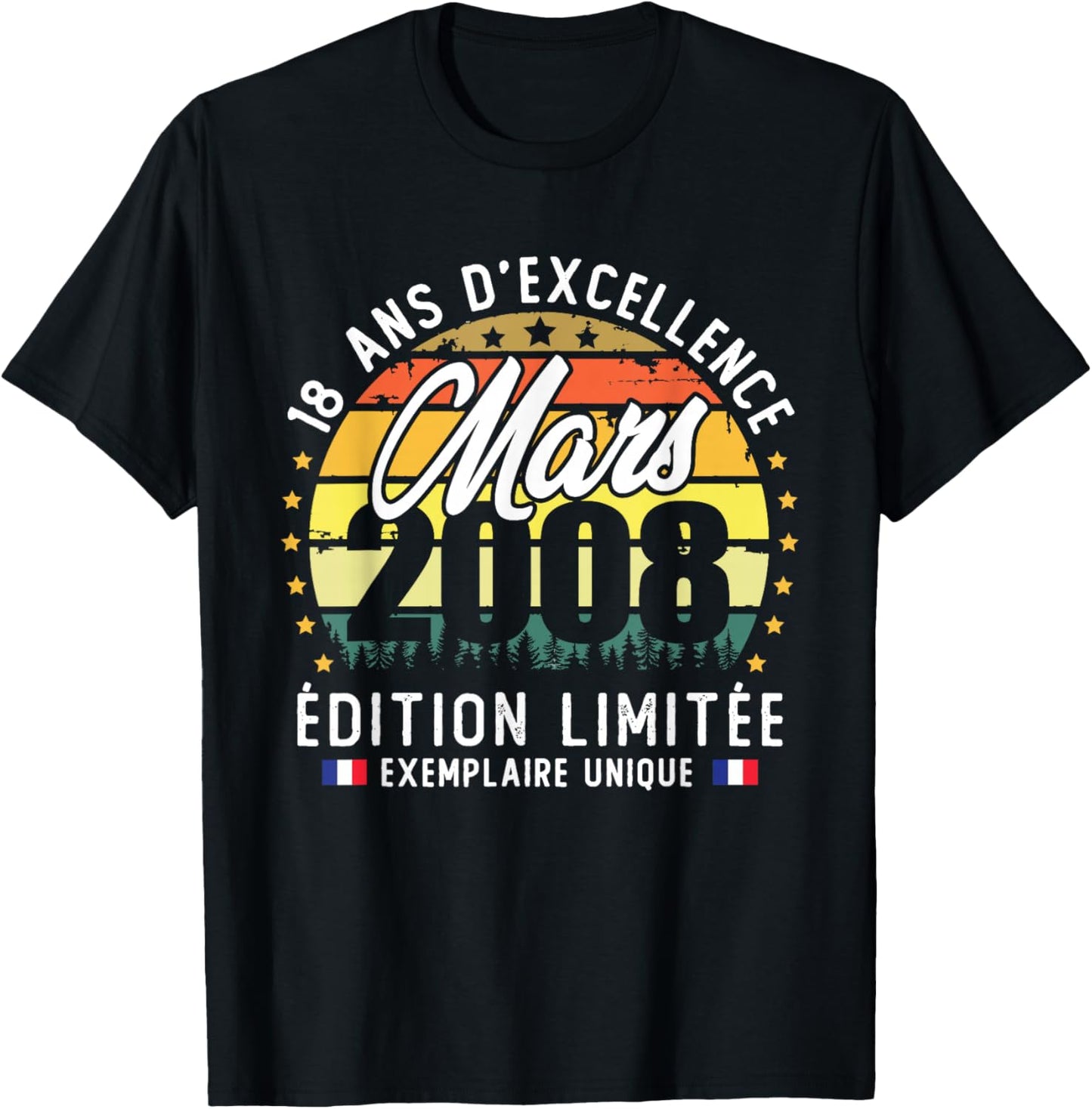 Vintage March 2008 Birthday Gift 18 Years Boys Girls T-Shirt - T-Shirt | Black