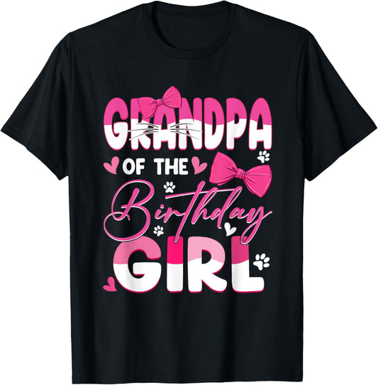 Grandpa Of The Birthday Girl Cat Kitty Family Matching T-Shirt - T-Shirt | Black