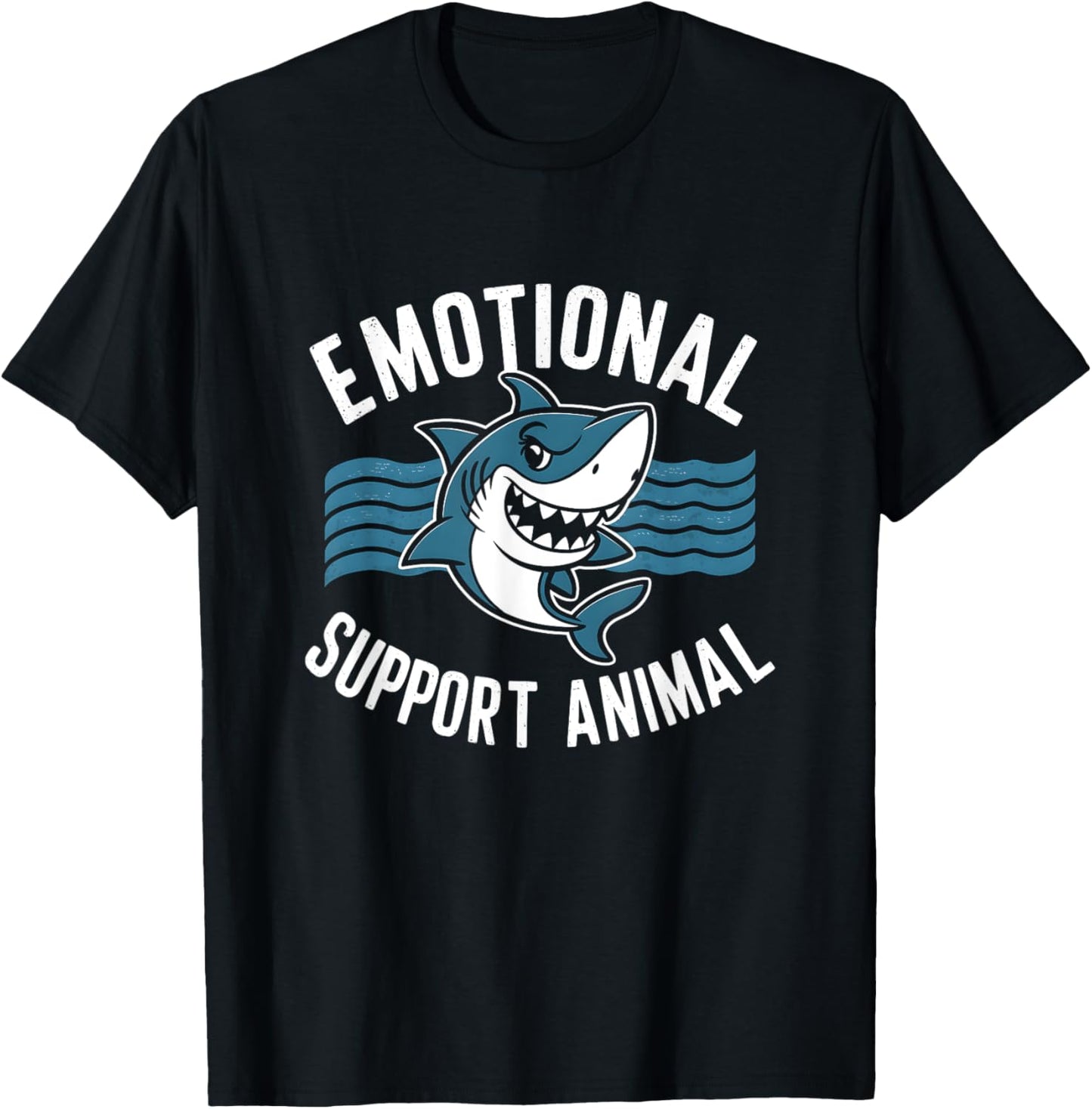 Emotional-Support Animal Funny Scary Shark Pun Humor Shark T-Shirt - T-Shirt | Black
