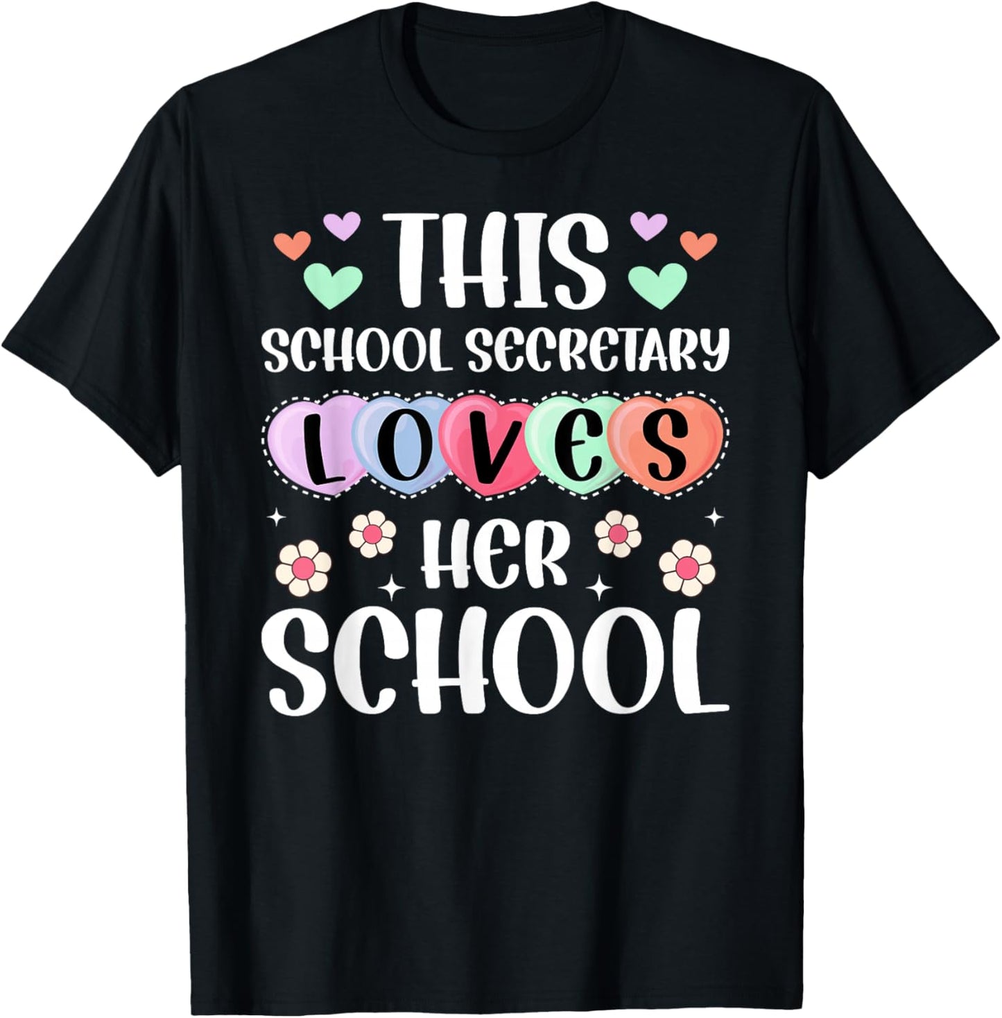 Valentine School Secretary Valentines Day T-Shirt - T-Shirt | Black