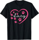 I Love Lucy A Love Forever Heart Dog Paw Dog Name T-Shirt - T-Shirt | Black