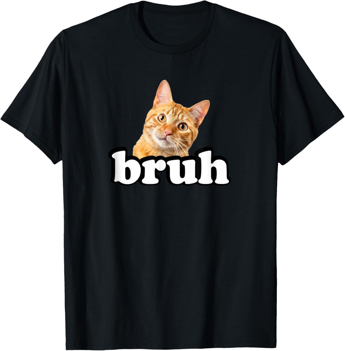 Cute Kids & Bruh Orange Tabby Cat Lover T-Shirt - T-Shirt | Black