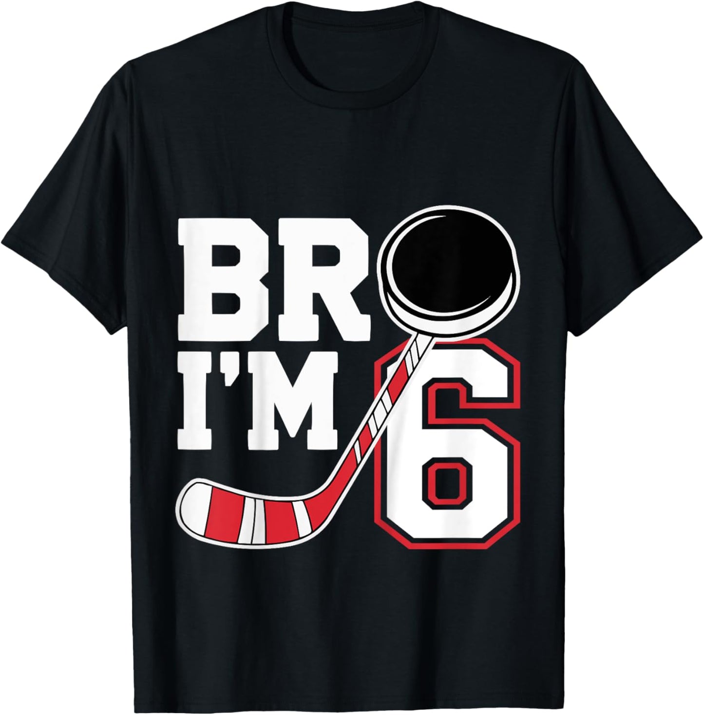 Kids Six Years Old 6th Birthday Hockey Player Birthday T-Shirt - T-Shirt | Black