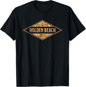 Vintage Holden Beach North Carolina Retro Vacation Souvenir T-Shirt - T-Shirt | Black
