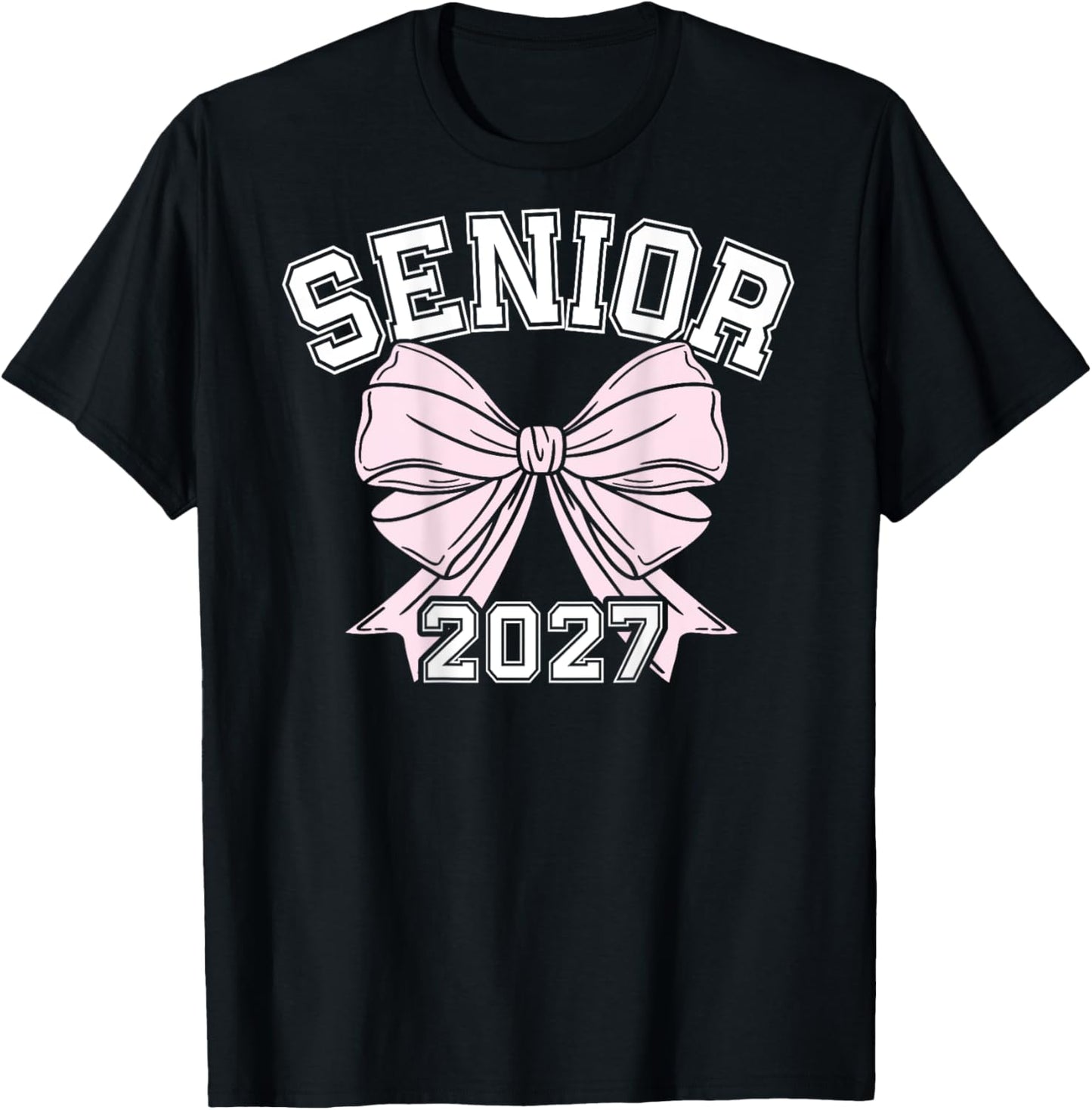 Class Of 2027 Senior Coquette Bow Aesthetic T-Shirt - T-Shirt | Black