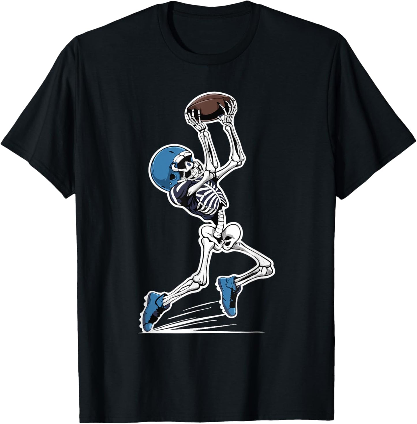 Skeleton Football Halloween Men Boys Women Football Fan T-Shirt - T-Shirt | Black
