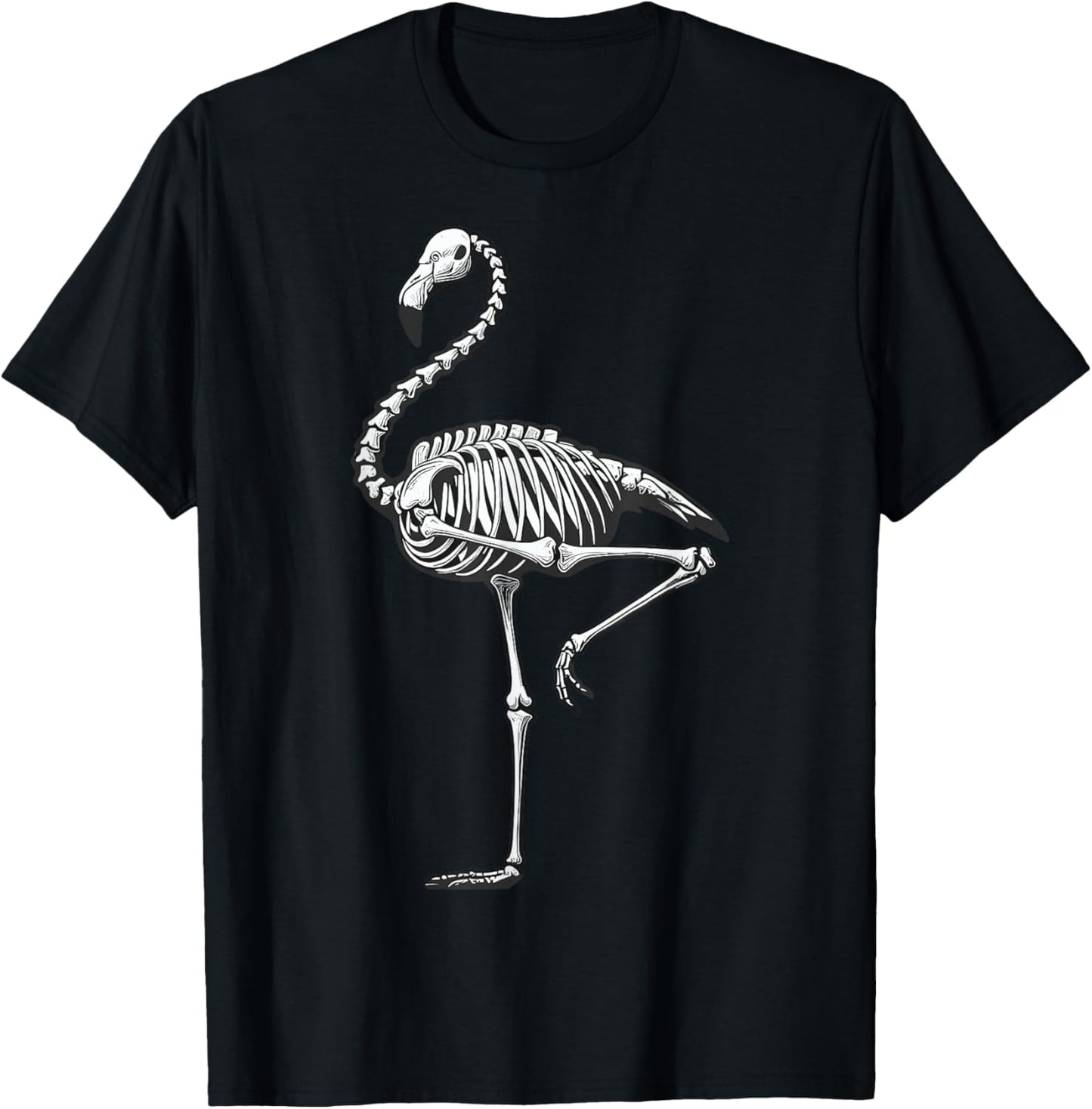 Skeleton Flamingo Halloween T-Shirt - T-Shirt | Black