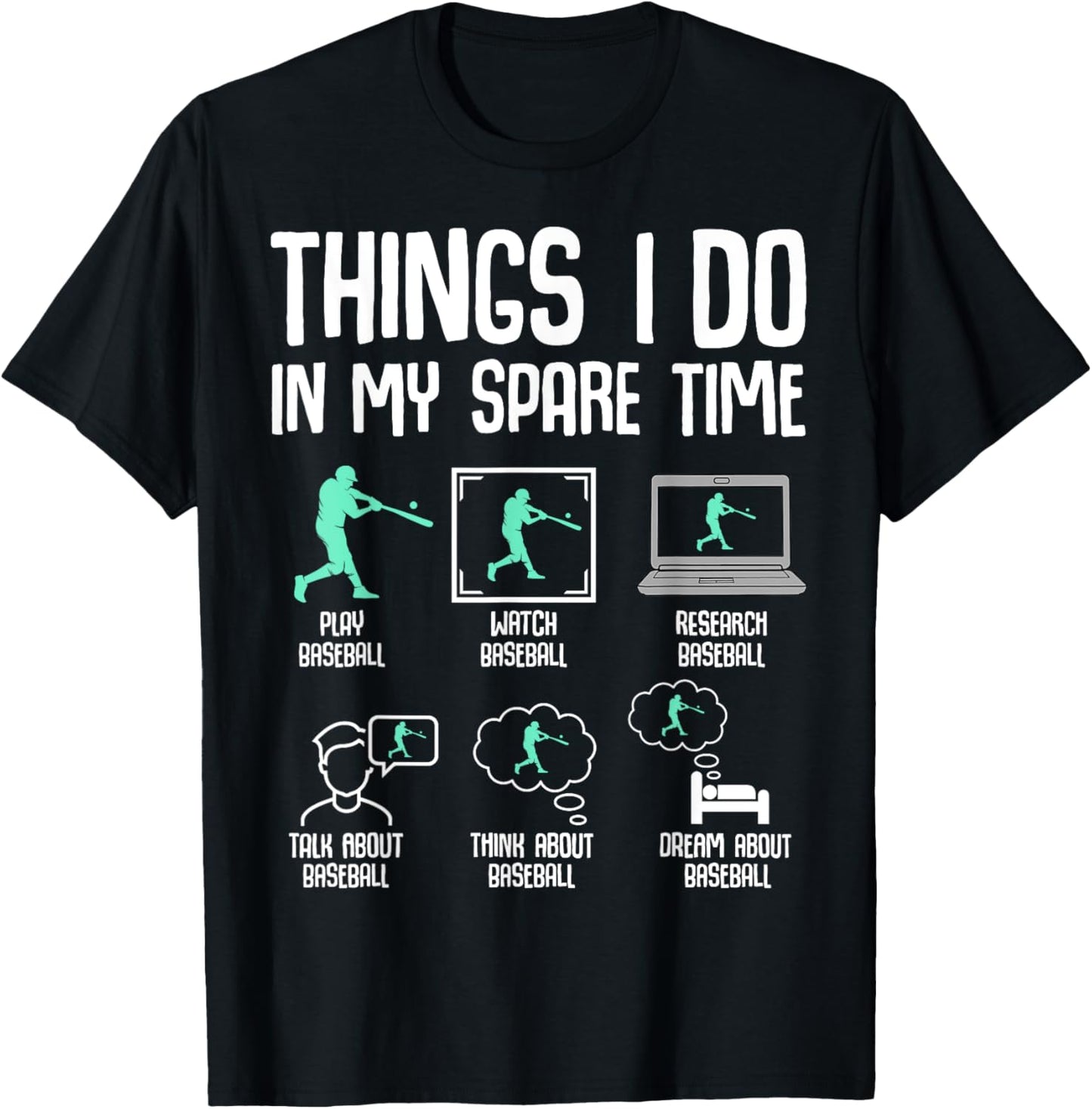 Baseball Things I Do In My Spare Time Kids Boys Youth T-Shirt - T-Shirt | Black