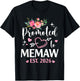 Promoted to Memaw 2026 Flower Heart New Memaw T-Shirt - T-Shirt | Black