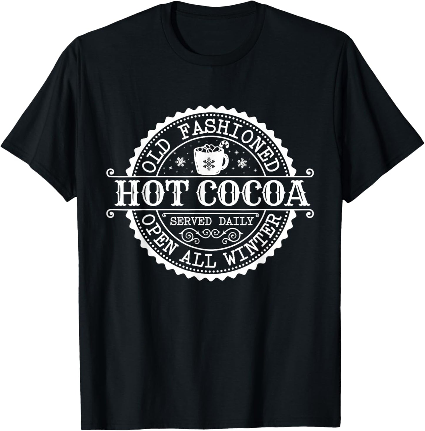 Retro North Pole Old Fashioned Hot Cocoa Coffee Merry Xmas T-Shirt - T-Shirt | Black