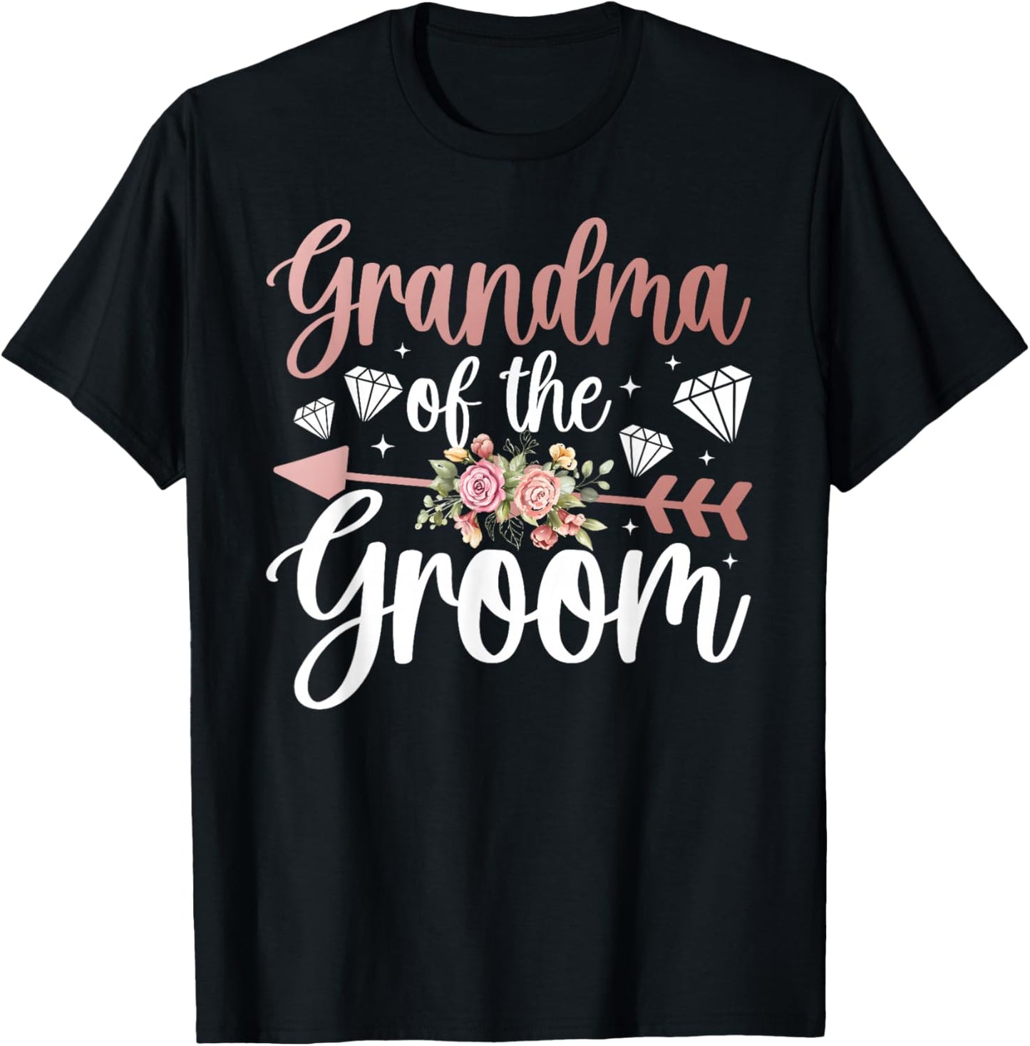 Groom's Grandma of The Groom Flowers Groom Grandma T-Shirt - T-Shirt | Black