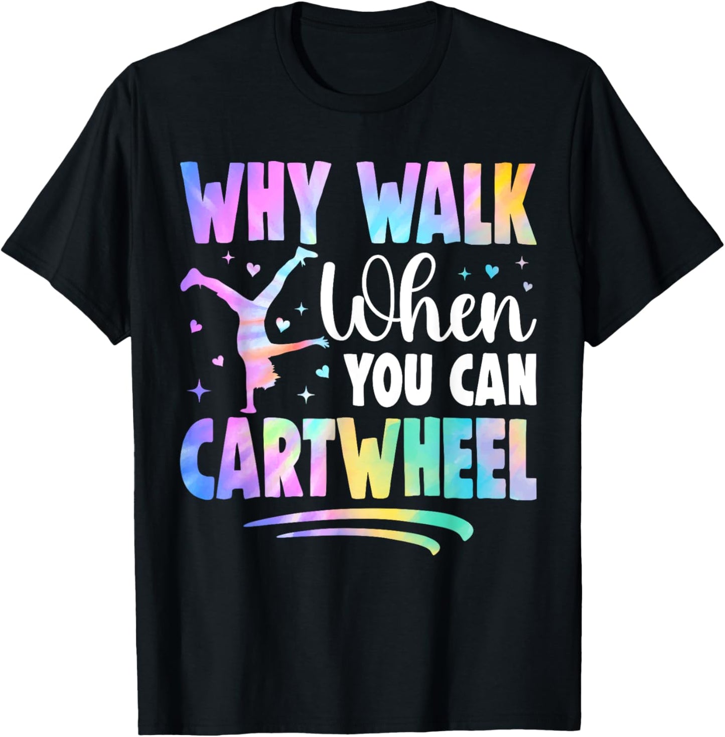 Cartwheel Gymnast Girl Tie Dye Gymnastic Girl Tumbling T-Shirt - T-Shirt | Black