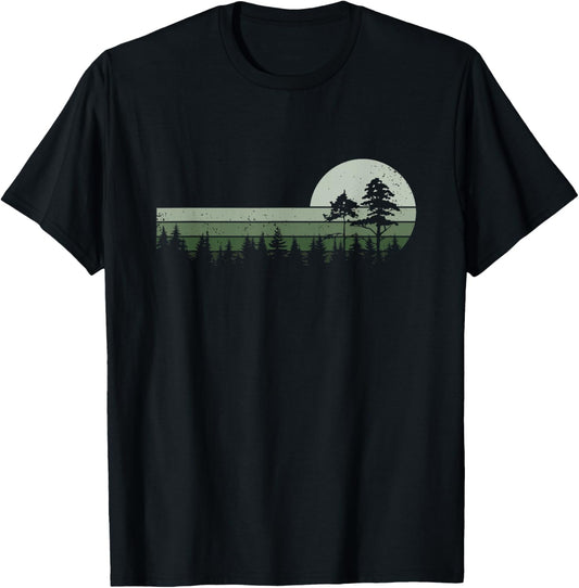 Vintage Forest Trees Wildlife Nature T-Shirt - T-Shirt | Black