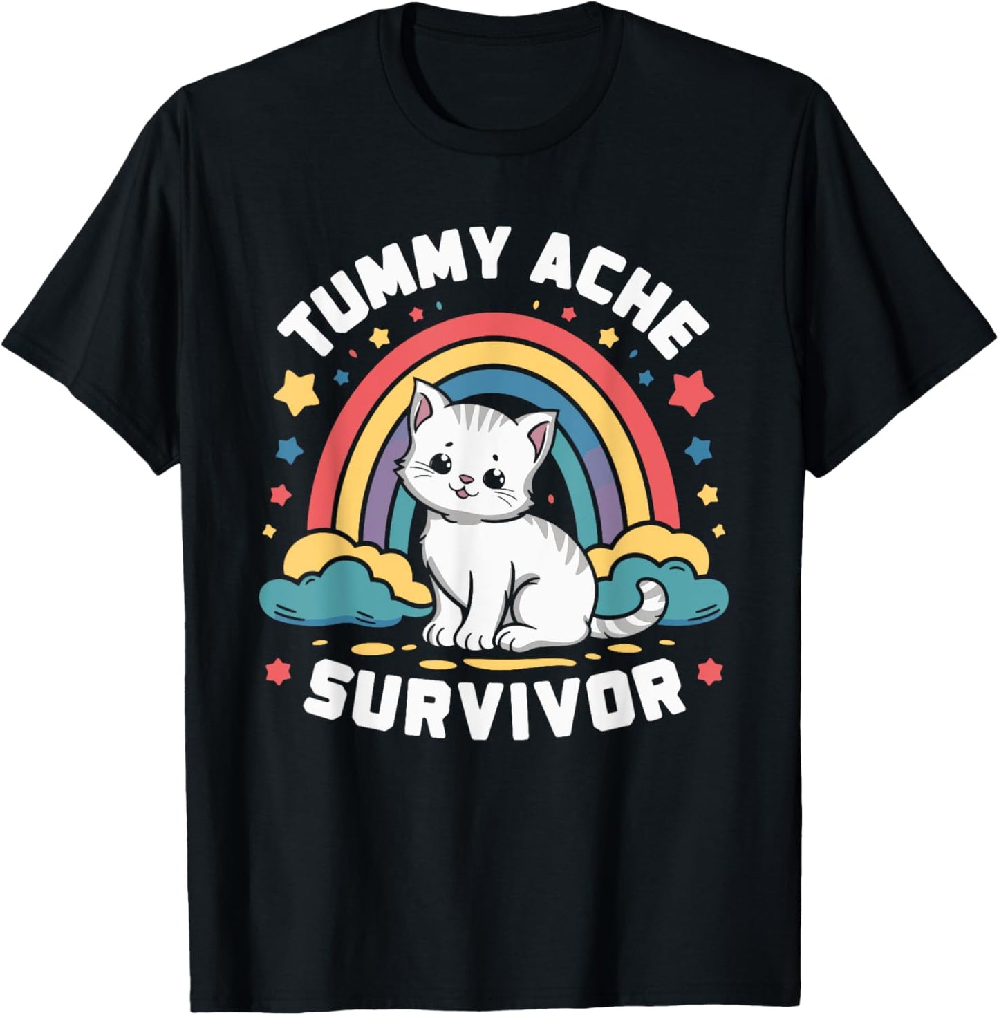 Tummy Ache Survivor Cat T-Shirt - T-Shirt | Black