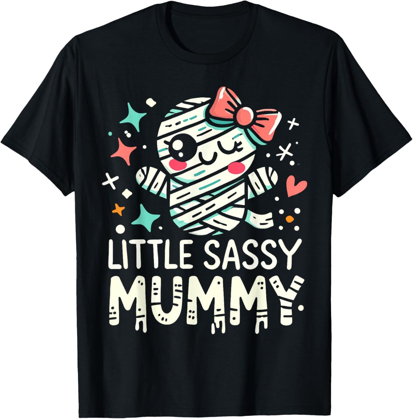Kids Little Sassy Mummy Girl Cute Mummy Halloween Decor T-Shirt - T-Shirt | Black
