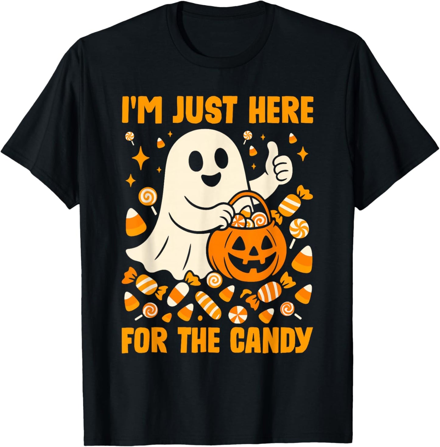 I'm Just Here for The Candy Halloween Pun Lollipop T-Shirt - T-Shirt | Black