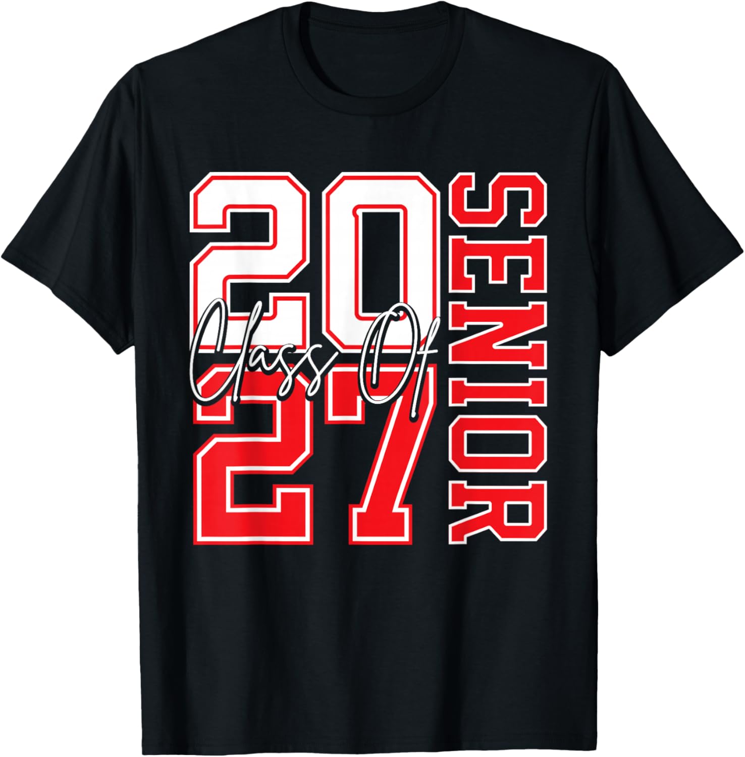 Senior Class 2027 Graduate red T-Shirt - T-Shirt | Black