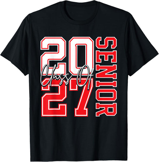 Senior Class 2027 Graduate red T-Shirt - T-Shirt | Black