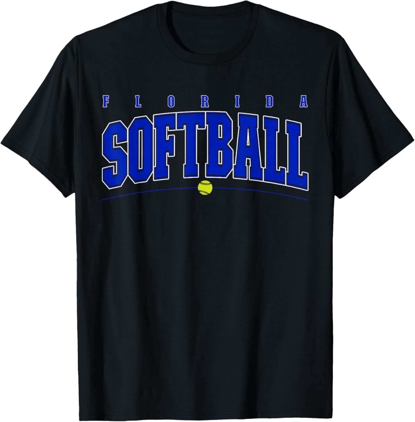 Florida Softball Vintage Kids Team Retro Softball Fan T-Shirt - T-Shirt | Black