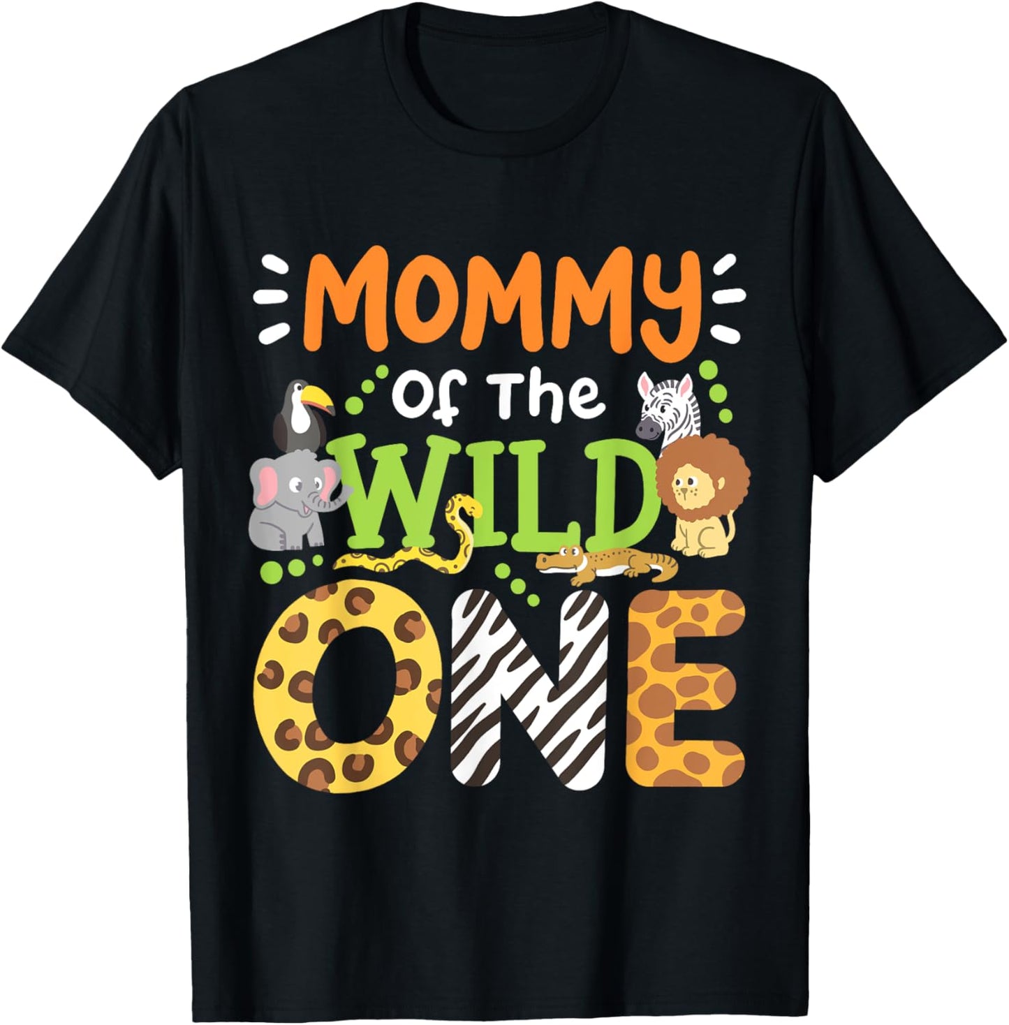 Mommy Of The Wild One Kids Boys Safari Zoo Birthday Family T-Shirt - T-Shirt | Black