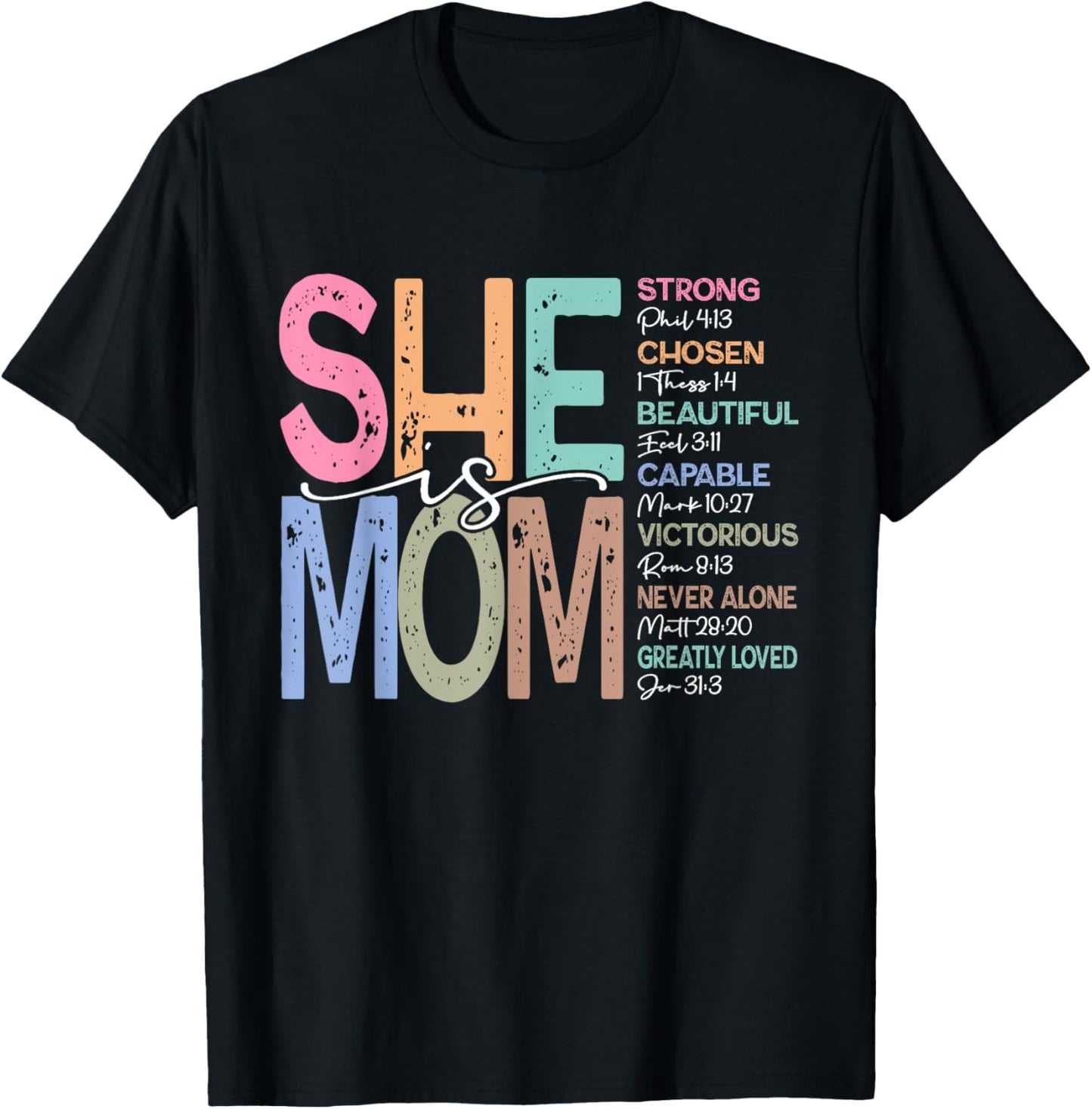 She is Mom Christian Mom Bible Verse Mother's Day Women T-Shirt - T-Shirt | Black