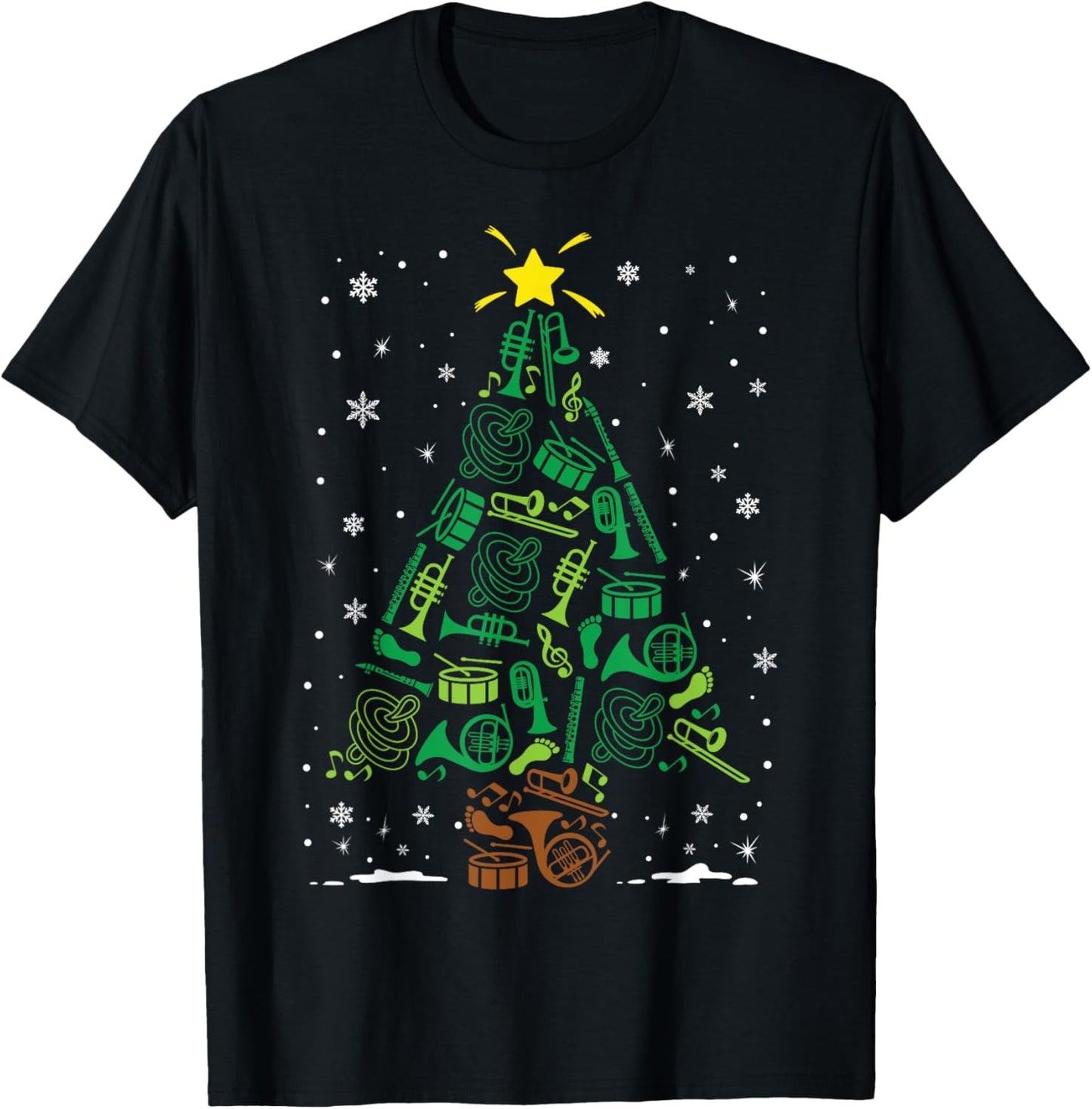 Marching Band Instrument Family Matching Christmas Tree T-Shirt - T-Shirt | Black