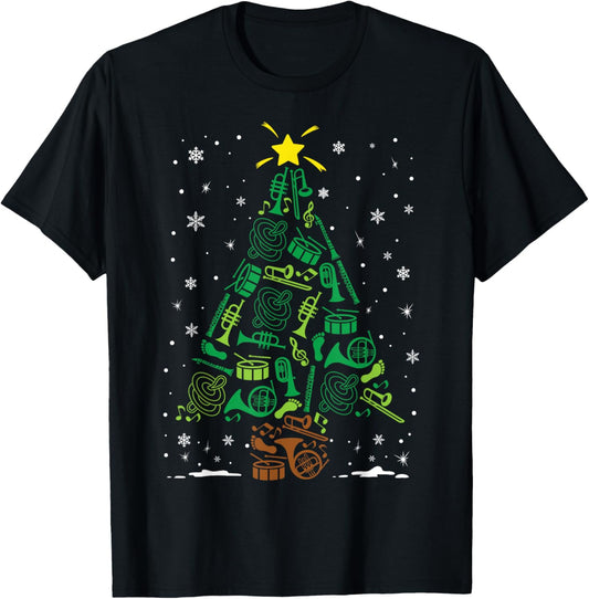 Marching Band Instrument Family Matching Christmas Tree T-Shirt - T-Shirt | Black