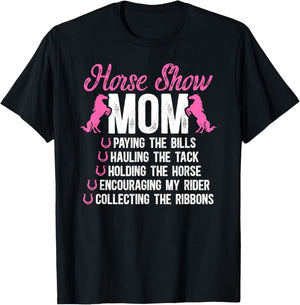 Horse Show Mom Definition Horse Show Mother Equestrian Mama T-Shirt - T-Shirt | Black