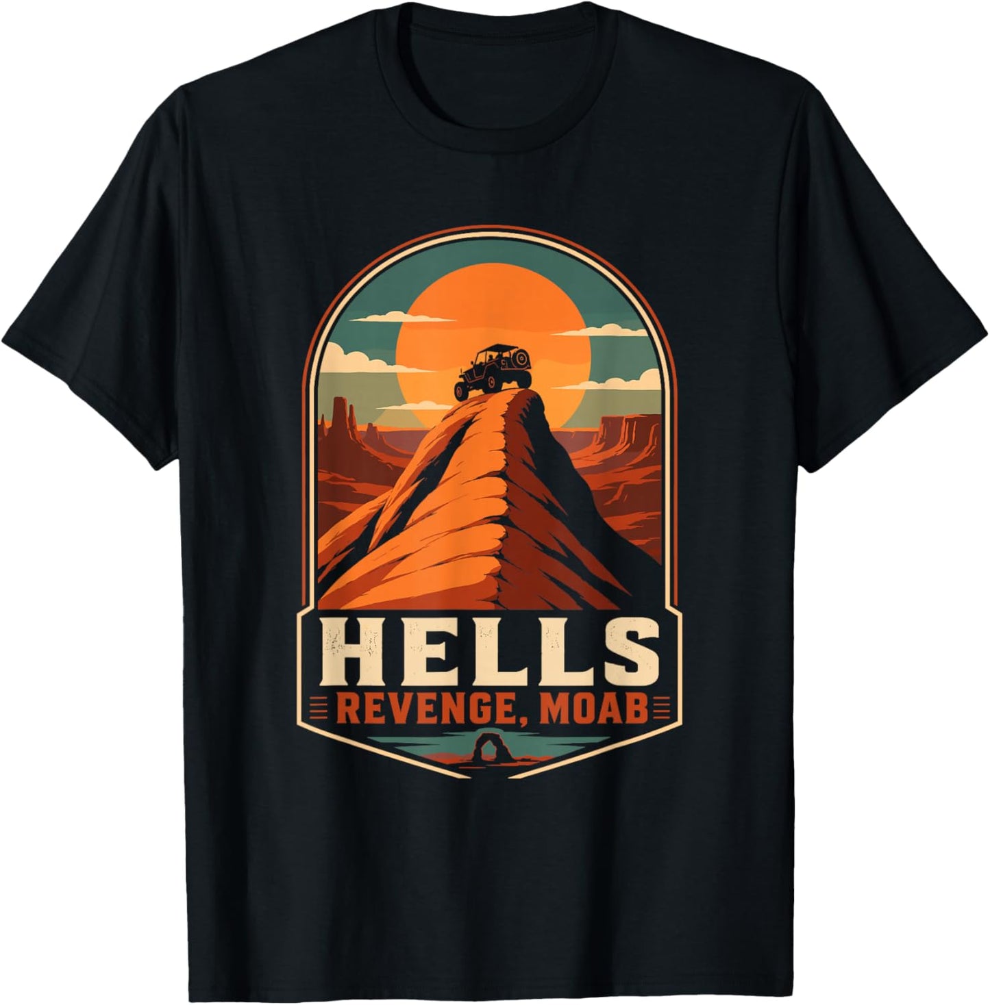 Hell's Revenge Moab Offroad Sunset Badge T-Shirt - T-Shirt | Black