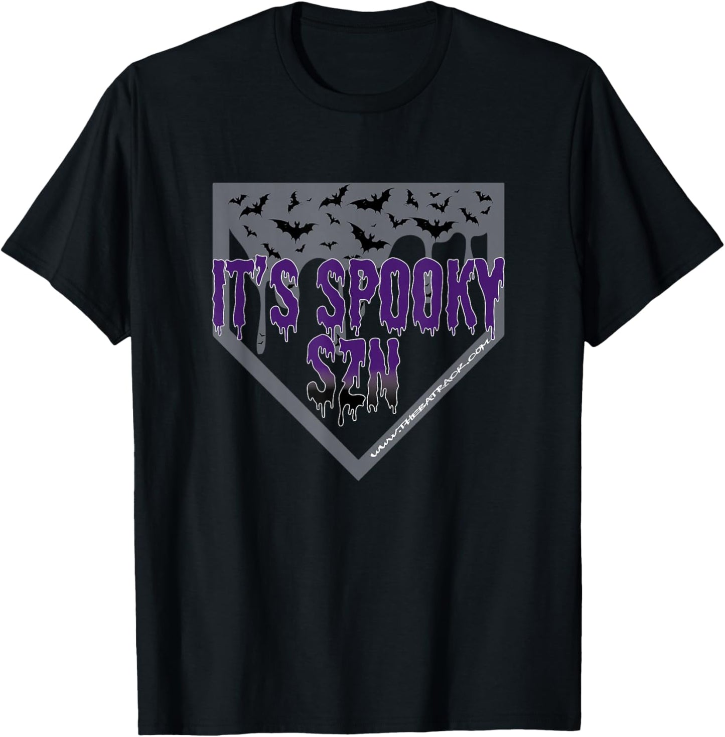 Halloween Baseball It’s Spooky SZN Dripping Letters Bat T-Shirt - T-Shirt | Black