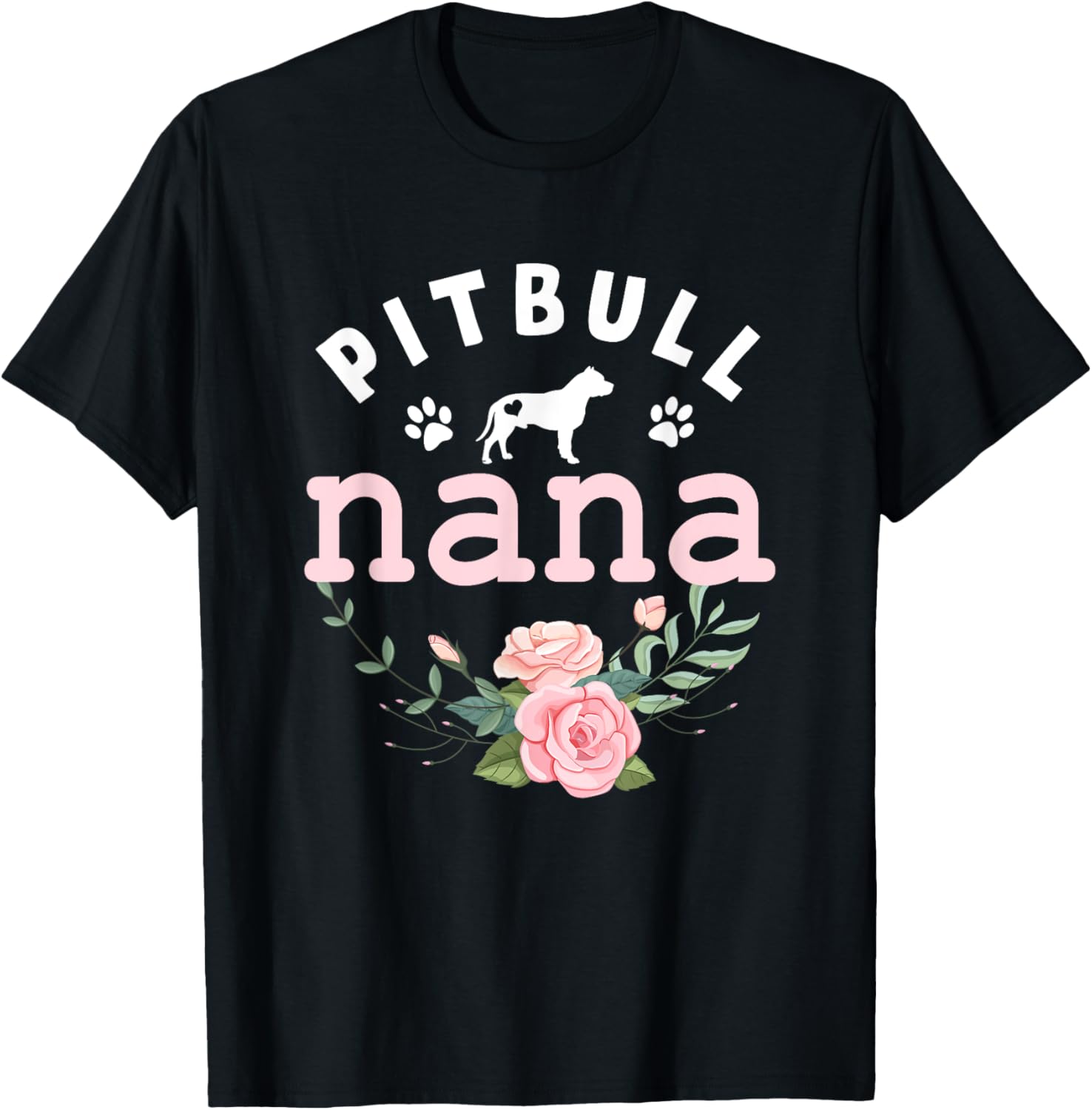 Pitbull Dog Nana Grandma Mother's Day Gifts Women Christmas T-Shirt - T-Shirt | Black