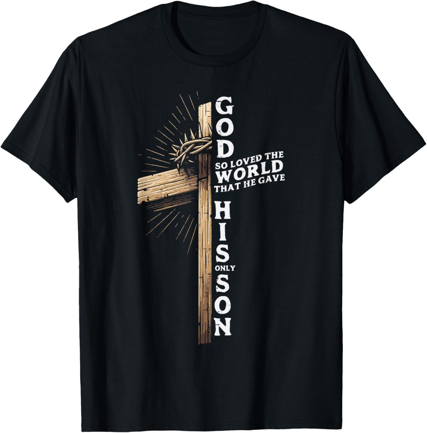 Cross God So Loved World Christian John 3 16 Men Women Kids T-Shirt - T-Shirt | Black