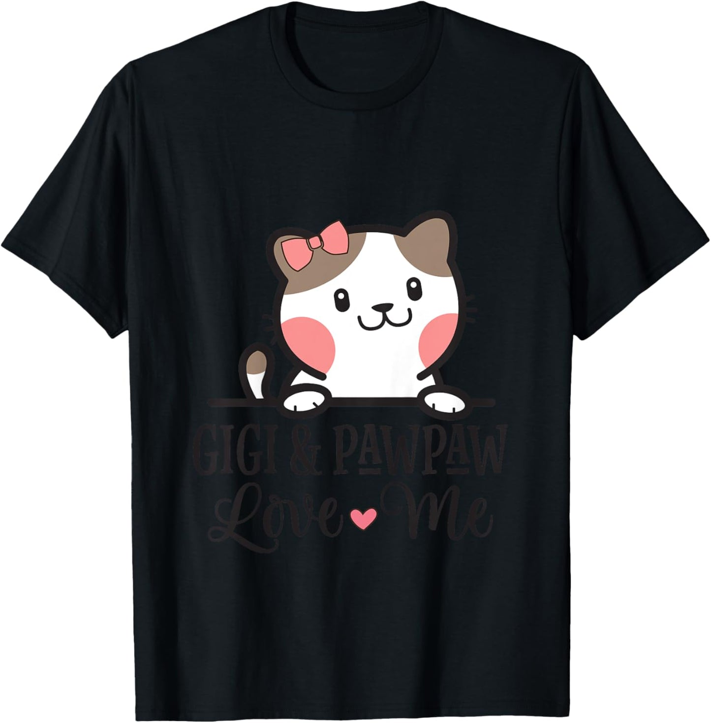 Kids Gigi And Pawpaw Love Me Grandkids Cat T-Shirt - T-Shirt | Black