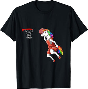 Dunking Unicorn - Basketball T-Shirt - T-Shirt | Black