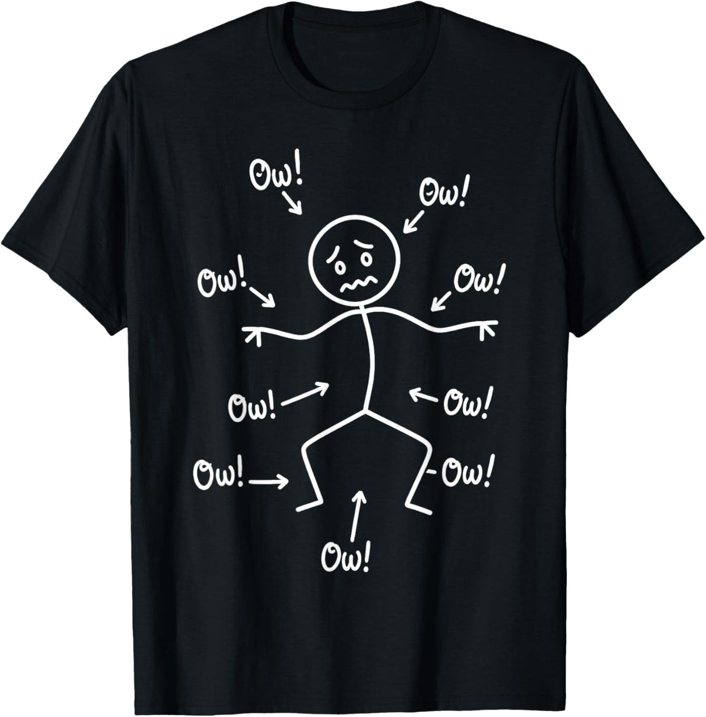 Ow Ow Ow Ow Saying Body Pain Character T-Shirt - T-Shirt | Black