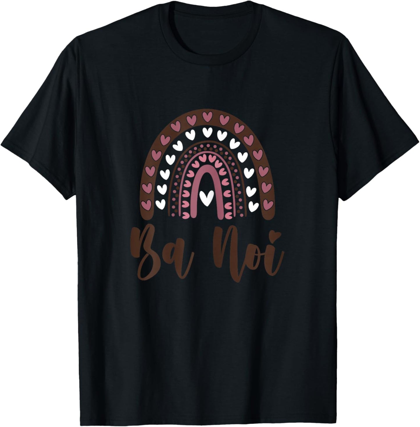 Ba Noi Boho Rainbow Hearts Love Family Grandma T-Shirt - T-Shirt | Black