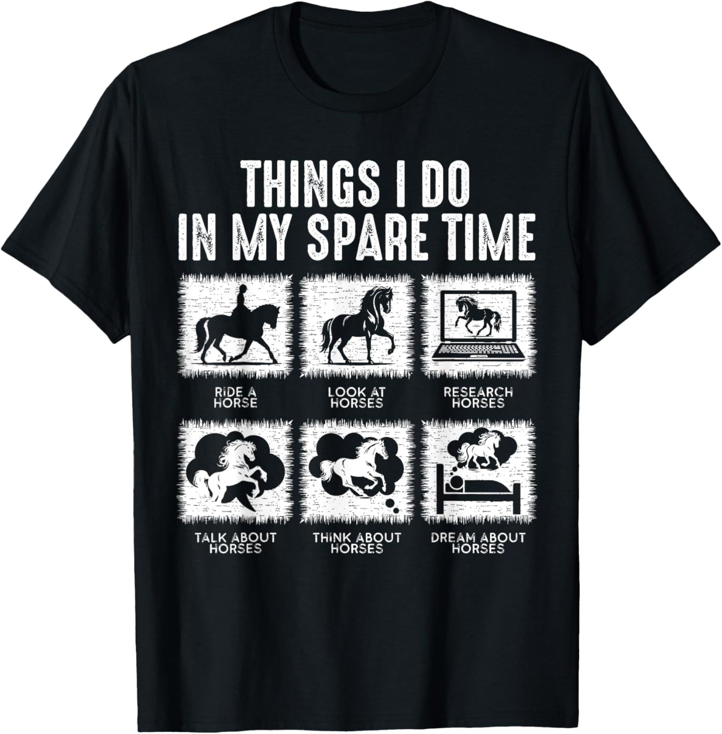 Things I Do In My Spare Time, Funny Equestrian Horse Lover T-Shirt - T-Shirt | Black