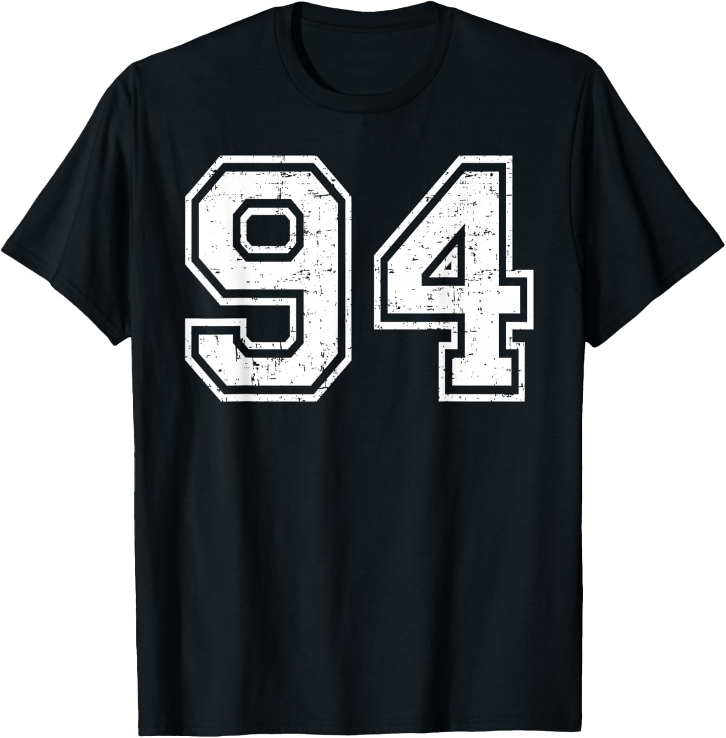 94 College Matching Grunge Team Sports Number 94 T-Shirt - T-Shirt | Black