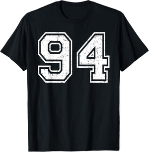 94 College Matching Grunge Team Sports Number 94 T-Shirt - T-Shirt | Black