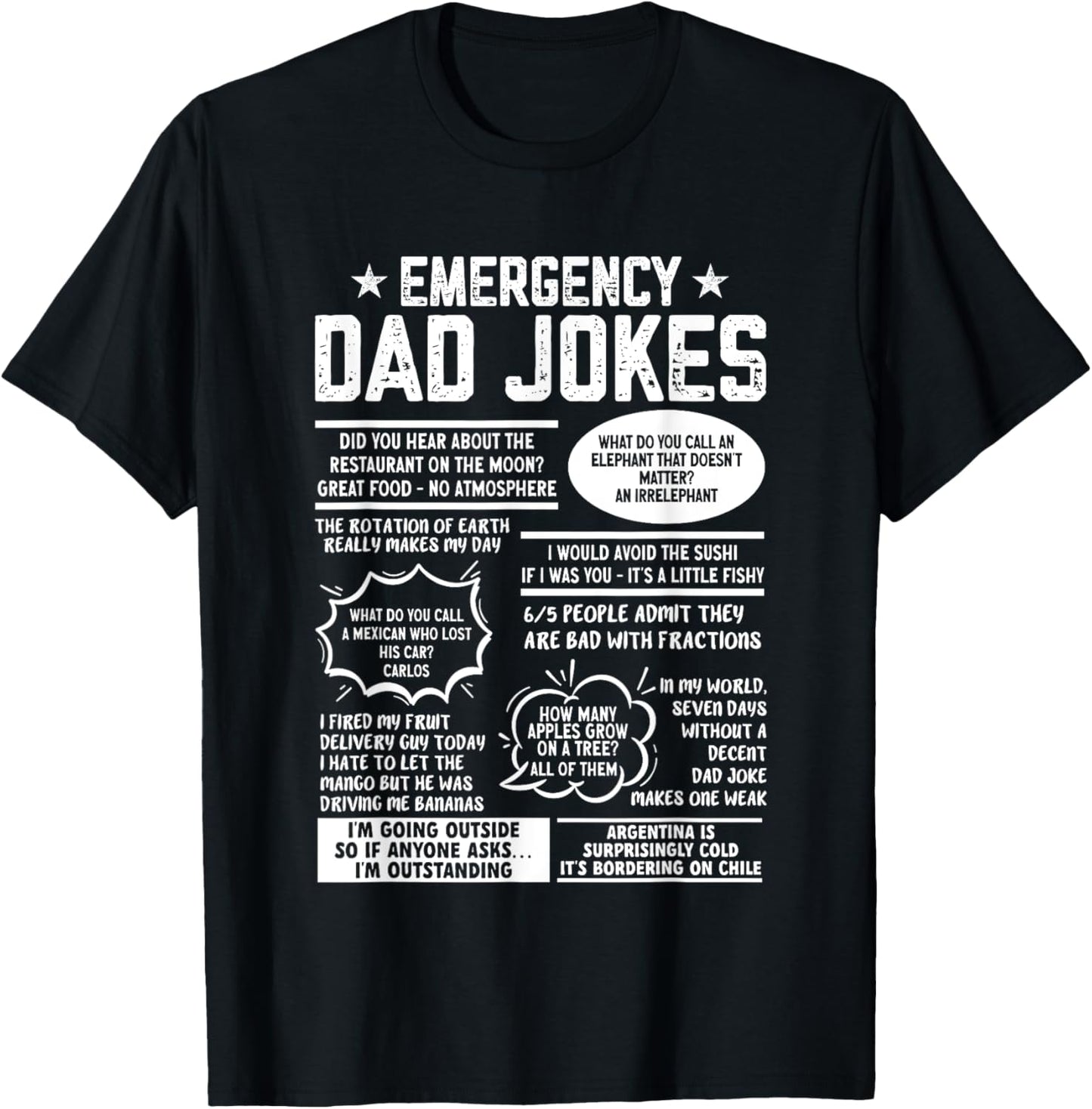 Emergency Dad Jokes Funny Pun Dad Joke T-Shirt - T-Shirt | Black