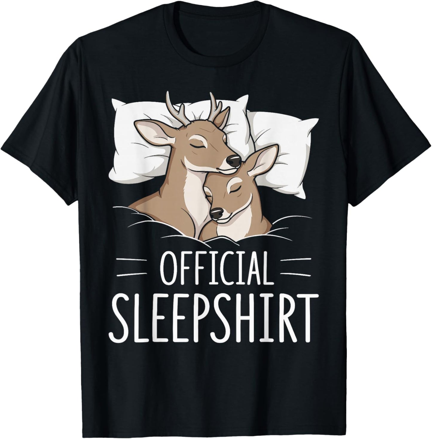 Official Sleepshirt Sleeping Deer Lovers Pajama T-Shirt - T-Shirt | Black