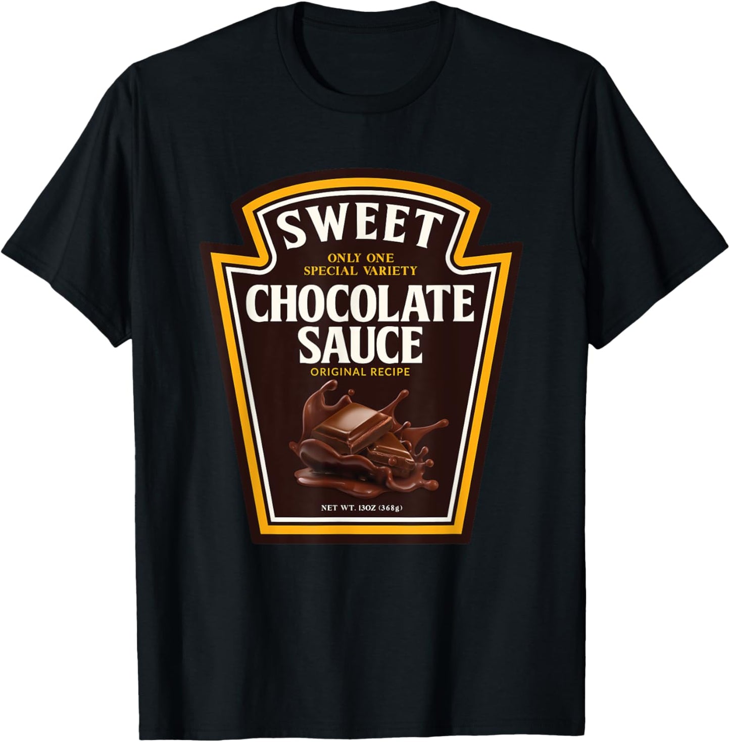 Sweet Chocolate Sauce Funny Bottle Label Condiment design T-Shirt - T-Shirt | Black